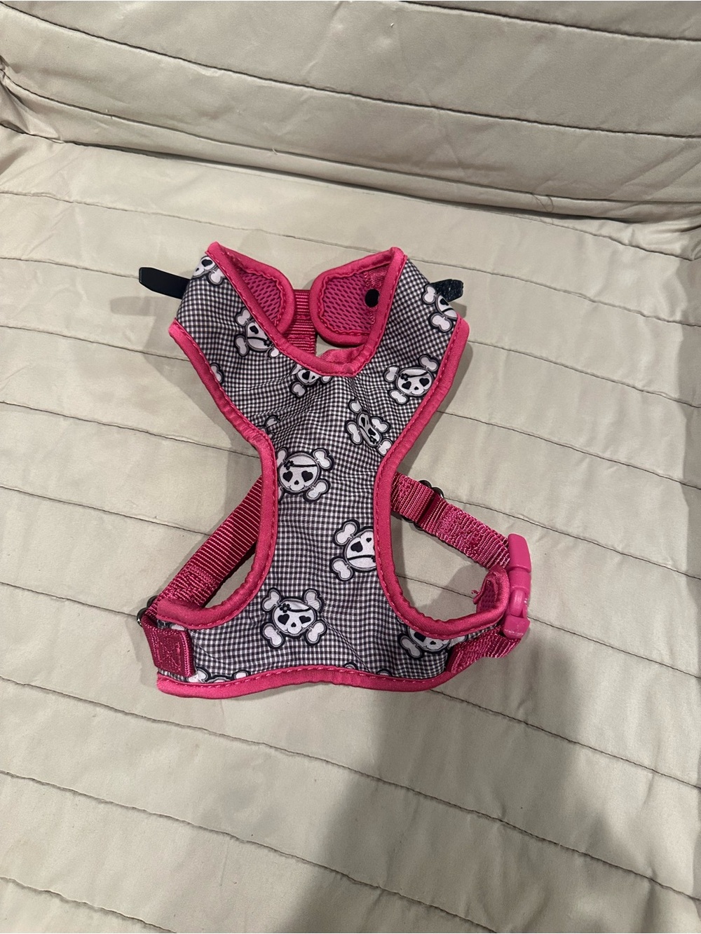 Pink Skull Print Dog Harness